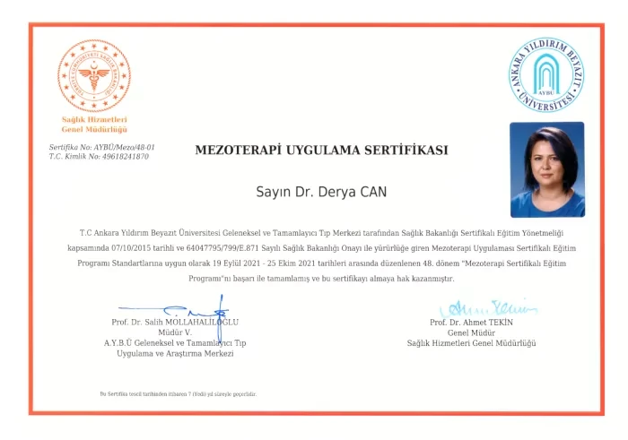 Mezoterapi Uygulama Sertifikası